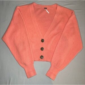 Free People Coral Button Up Sweater Size XS